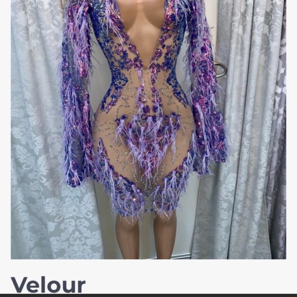 Shane Justin purple VELOUR dress